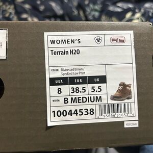 Ariat Women's Terrain H2O Boots - Distressed Brown and Speckled Cow Print